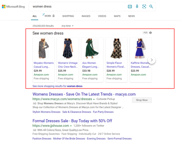 在Bing广告投放的跨境电商可以在Bing Ads UI界面上创建 shopping广告